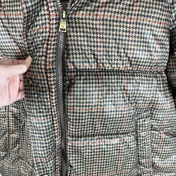 Ralph Lauren Houndstooth Plaid Puffer Jacket Size Large Outdoor Designer Casual - Picture 4 of 11